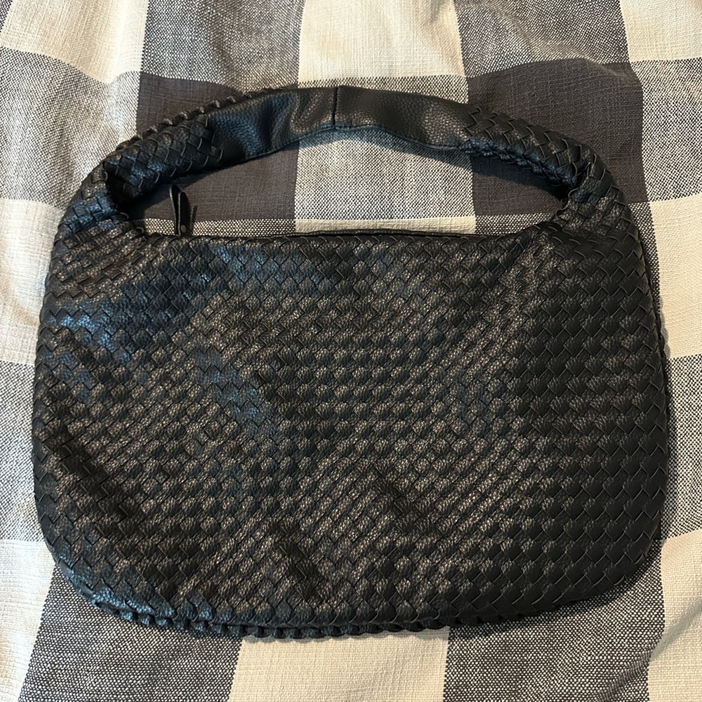 Zara Black Hobo Bag with Woven Texture